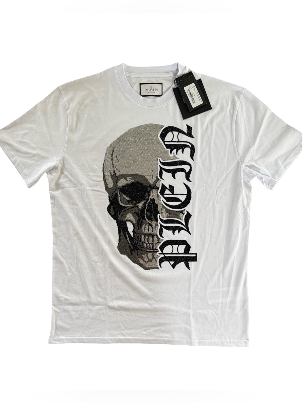 Philipp Plein Gothic Plein Stones White Skull T-Shirt NWT Size XXL - Picture 4 of 7